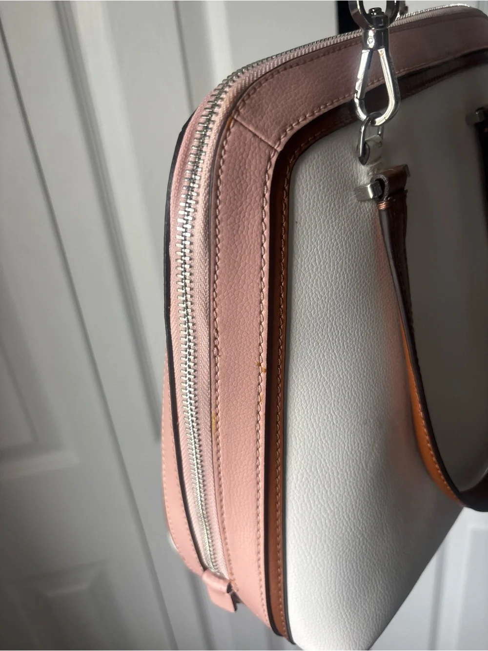 kate spade White Satchel with Pink & Brown Trim